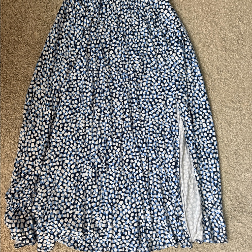 Draper James Navy and White Maxi Skirt